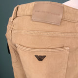Emporio Armani J06 Slim Fit 5 Pocket Silver Eagle Belt Patch Jeans Beige - Swing Supply - Golf, Casual, Activewear Outlet Sale