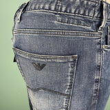 Emporio Armani J06 Slim Fit 5 Pocket Silver Eagle Belt Patch Jeans Blue - Swing Supply - Golf, Casual, Activewear Outlet Sale