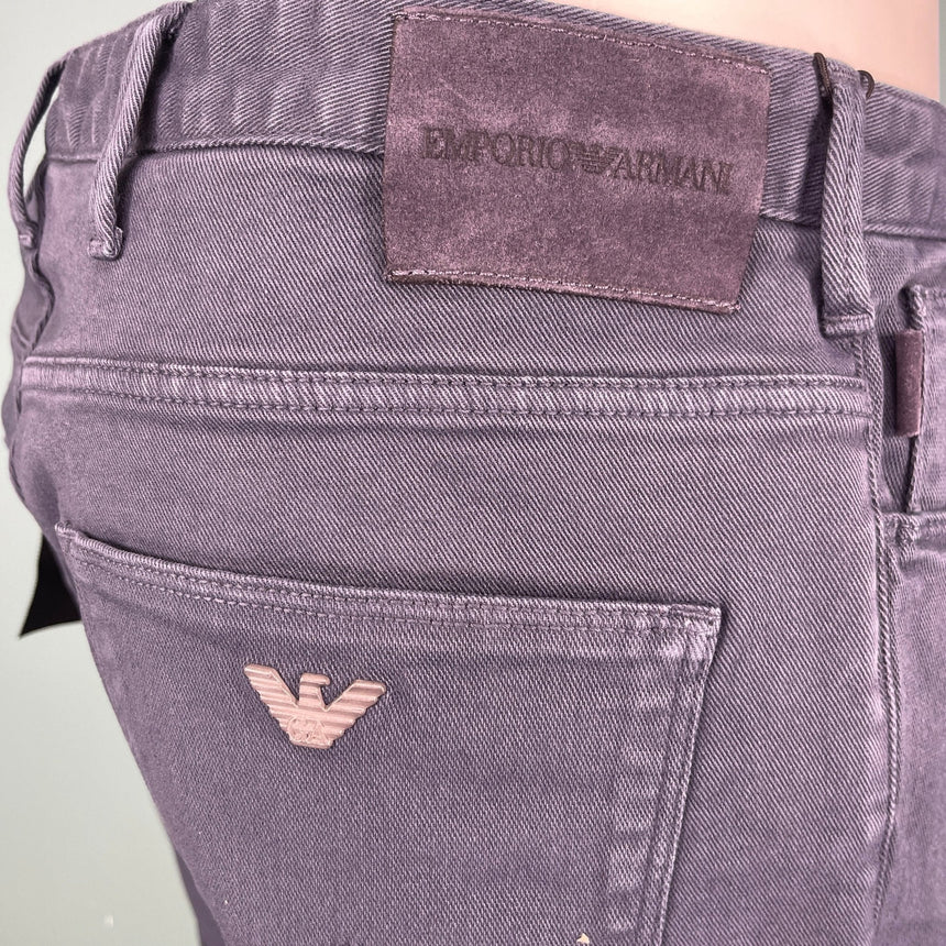 Emporio Armani J06 Slim Fit 5 Pocket Silver Eagle Blue Belt Patch Jeans Blue - Swing Supply - Golf, Casual, Activewear Outlet Sale