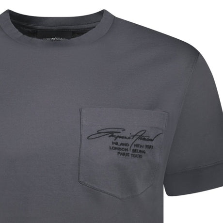 Emporio Armani Signature Pocket Mercerised T-Shirt Grey - Swing Supply - Golf, Casual, Activewear Outlet Sale