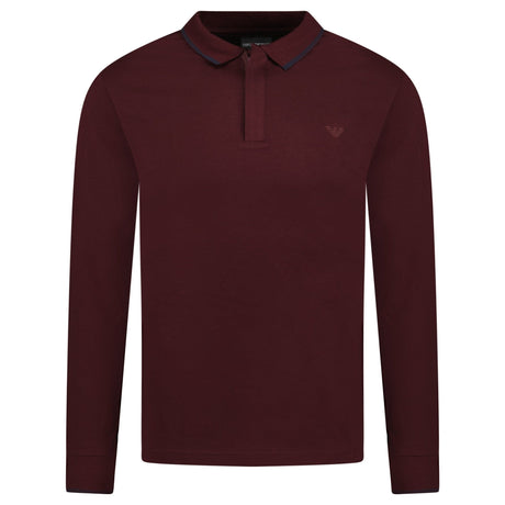 Emporio Armani Small Eagle Long Sleeve Zip Placket Polo Maroon - Swing Supply - Golf, Casual, Activewear Outlet Sale