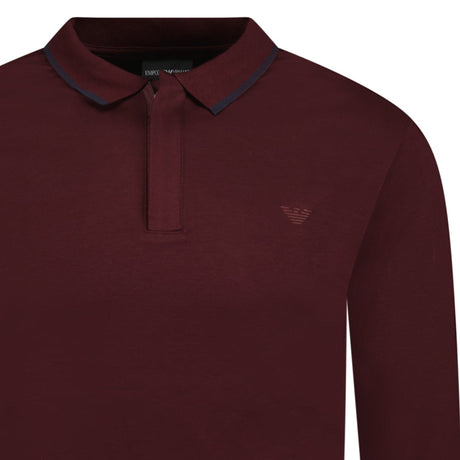 Emporio Armani Small Eagle Long Sleeve Zip Placket Polo Maroon - Swing Supply - Golf, Casual, Activewear Outlet Sale