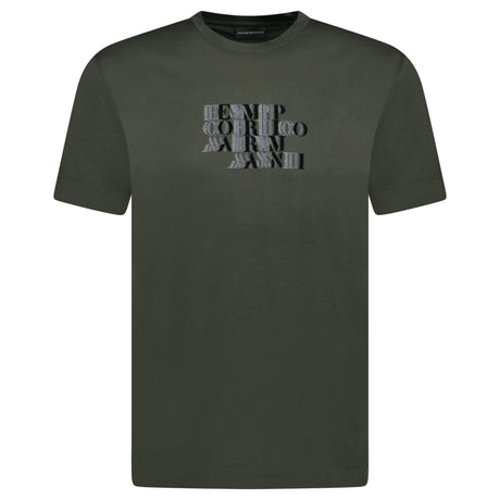 Emporio Armani Velvet Writing Logo Mercerised T-Shirt Khaki Green - Swing Supply - Golf, Casual, Activewear Outlet Sale