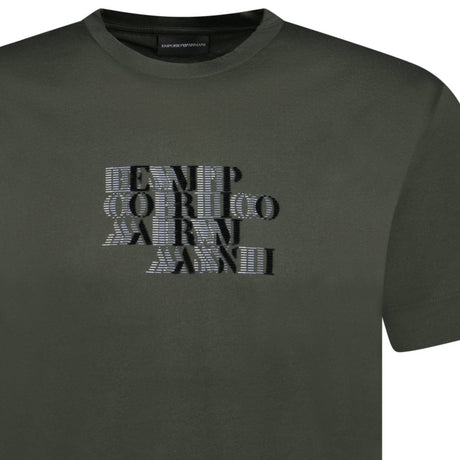 Emporio Armani Velvet Writing Logo Mercerised T-Shirt Khaki Green - Swing Supply - Golf, Casual, Activewear Outlet Sale