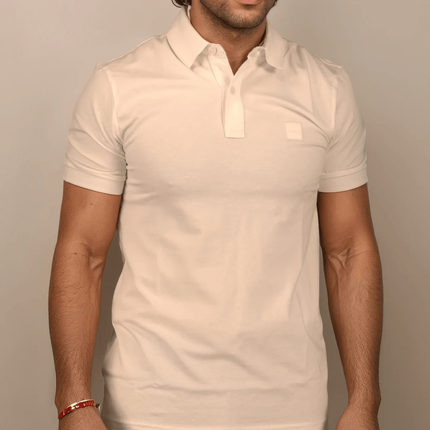 Hugo Boss Passertip Polo T-Shirt in White - Swing Supply - Golf, Casual, Activewear Outlet Sale